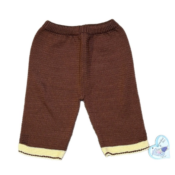 grandma nes Other - Grandma Nes Hand-Knit Brown Baby Pants with Cream Trim